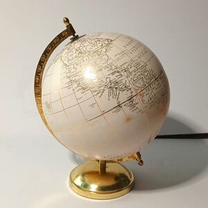 Vintage Gold and White Decorative Globe 11 Inches Tall